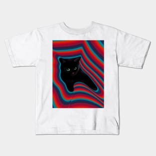black cat extending his arms Kids T-Shirt